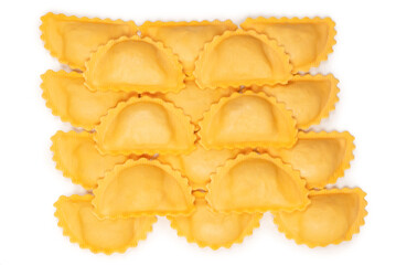 Raw ravioli as background. Healthy italian food.