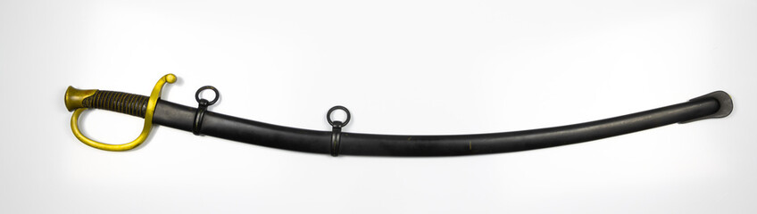 Original Light Artillery Saber in Scabbard, Model 1840, American Civil War Sword isolated on white