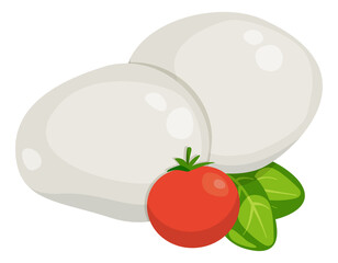 Mozzarella icon. White Italian cheese for snack and cooking pizza
