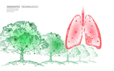 3D trees human lungs essential organic extract. Cold flu COVID-19 coronavirus remedy supplement. Health medicine vitamin . Alternative natural treatment vector illustration