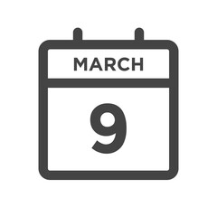 March 9 Calendar Day or Calender Date for Deadlines or Appointment