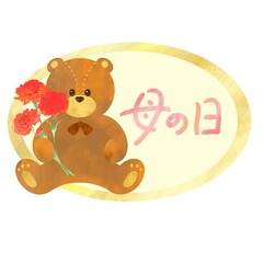 母の日　カーネーションとテディベア