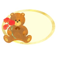 母の日　カーネーションとテディベア
