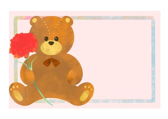 母の日　カーネーションとテディベア