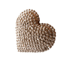 Silver heart, design and decor element isolated on white background. Glossy heart