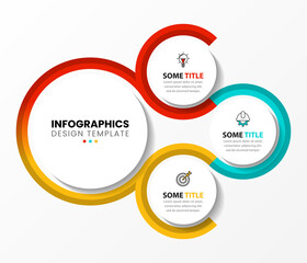 Infographic template with icons and 3 options or steps. Circle