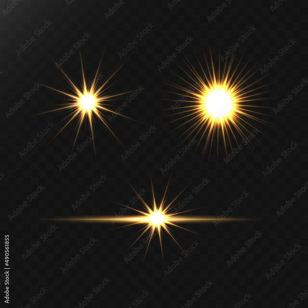 Aufkleber glow of golden sparks of light on a dark background. blurred glitter vector collection. explosive fl