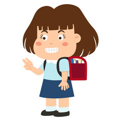 Illustration of girl carrying schoolbag vector
