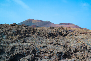 Volcanic landscape of Timanfaya National Park on island Lanzarote