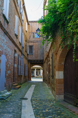 Streets of the historic center of Auvillar. France