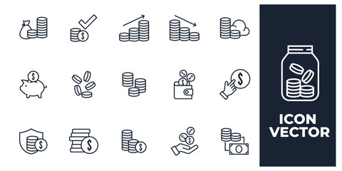 set of Coins elements symbol template for graphic and web design collection logo vector illustration