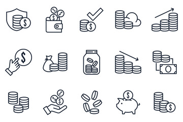 set of Coins elements symbol template for graphic and web design collection logo vector illustration