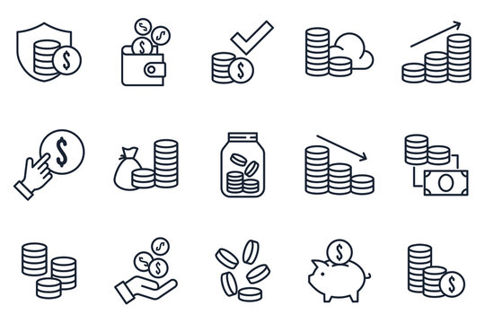 set of Coins elements symbol template for graphic and web design collection logo vector illustration