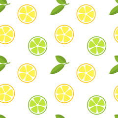 Lemons and limes. Seamless vector pattern.