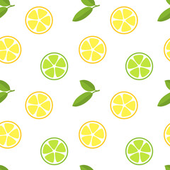 Lemons and limes. Seamless vector pattern.
