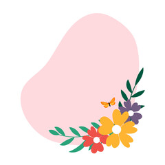 Abstract Frame Template with Flowers and Leaves. Illustration