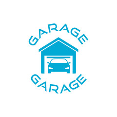 Blue car garage icon isolated on white background