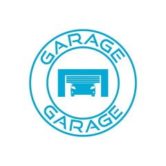 Blue car garage icon isolated on white background
