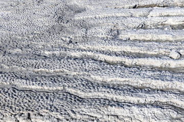 White salt surface closeup. Macro texture and background