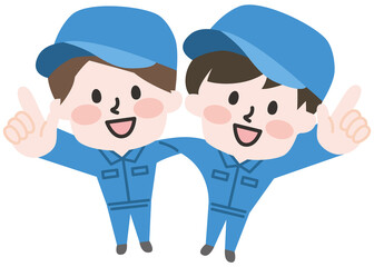 Fototapeta premium 肩を組む作業員のイラスト