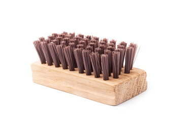 Isolated objects: clothes brush with wooden handle, cleaning or care tool, on white background