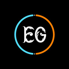 Eg E g Letter Logo. black background, Eg circle logo design. Eg, g E abstract letters logo monogram.
