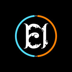 Ei E i Letter Logo. black background, Ei circle logo design. Ei, i E abstract letters logo monogram.