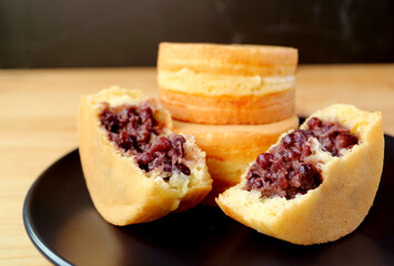 Closeup of Delectable Japanese Azuki Bean Paste(Anko) Filled Dessert Called Imagawayaki or Obanyaki
