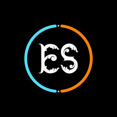 Es E s Letter Logo. black background, Es circle logo design. Es, s E abstract letters logo monogram.