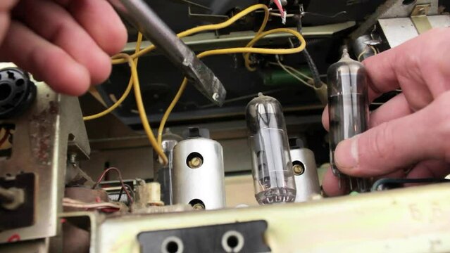 The Repair of old electrical equipment.Repair of an old turntable.