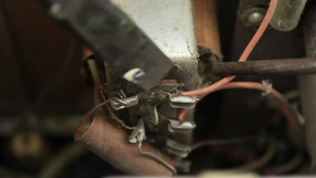 The Repair of old electrical equipment.Repair of an old turntable.
