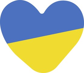 Heart with Ukrainian flag, blue and yellow colors 