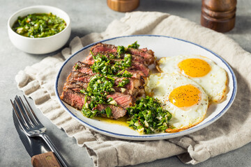 Homemade American Steak and Eggs Breakfast