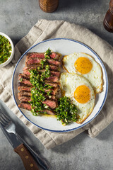 Homemade American Steak and Eggs Breakfast