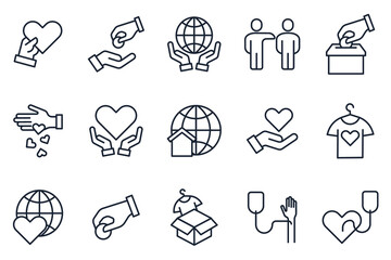 set of Donations and Charity elements symbol template for graphic and web design collection logo vector illustration