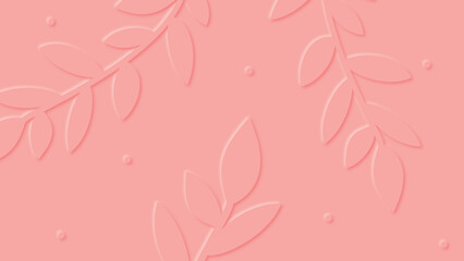 Fototapeta premium Abstract pink background with paper style leaves.