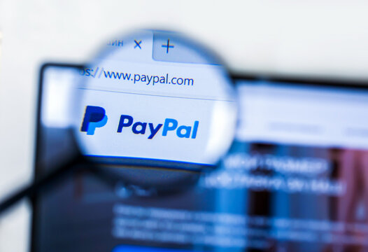 Voronezh, Russia - March 3, 2022: Paypal logo on the official website of the company on the computer screen