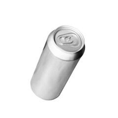 Full closed shiny aluminum can isolated on white