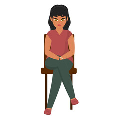 Fototapeta premium Isolated woman cartoon sitting on a chair Vector illustration