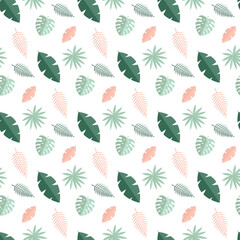 Tropical Palm Leaves Seamless Pattern Background. Illustration
