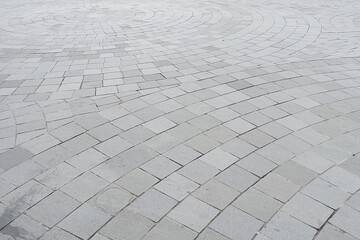 Arrangement of stone blocks that are neatly arranged and made concrete for urban roads