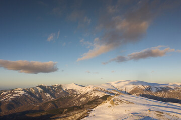 Fototapeta na wymiar Aerial view at the mountain in winter