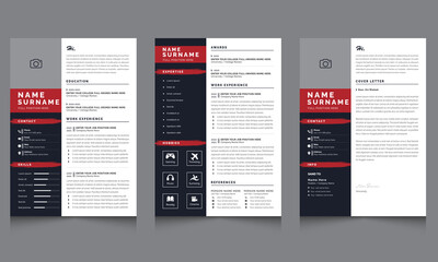Professional Resume Layout, Cv templates letterhead, cover letter layout job applications, vector set
