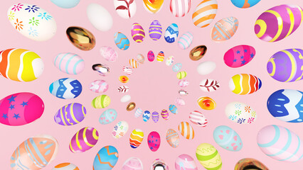 circle easter eggs,easter egg festival,celebration,happy easter,3d rendering