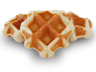 Triple wonderful waffles are on a white background 