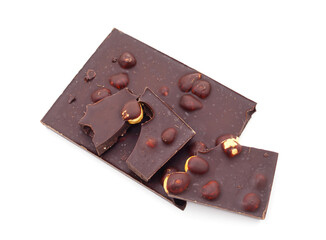 Broken bar of chocolate.