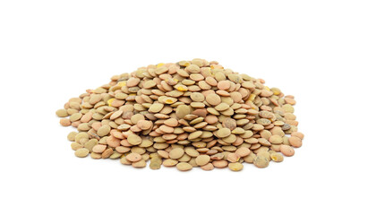 A handful of round lentils.