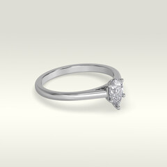 solitaire engagement ring laying down position in white gold 3D render