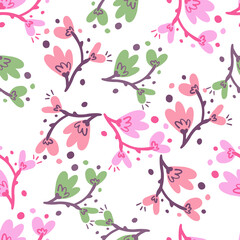 Abstract flowers seamless pattern.
