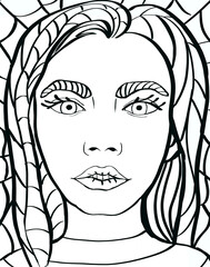 linear drawing of a portrait of a girl